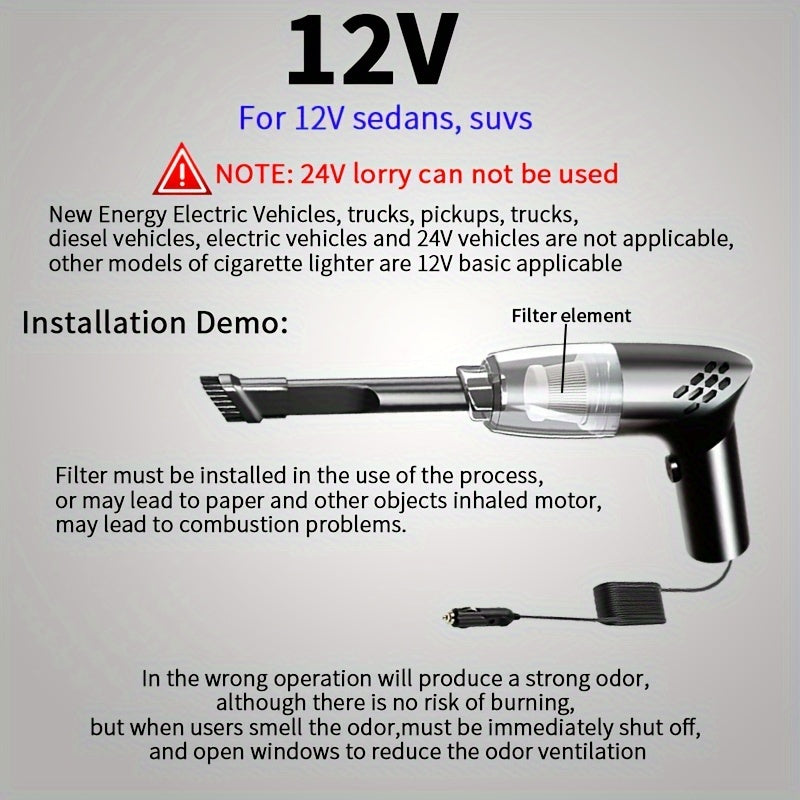 12V Powerful Car Handheld Vacuum Cleaner for Pet Hair