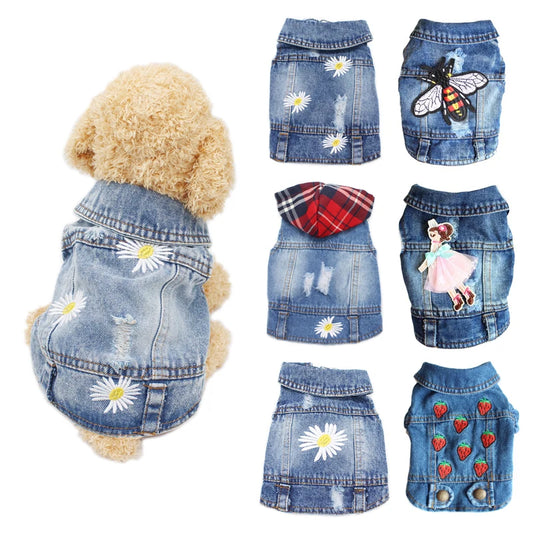 Sweet Summer Denim Dog Costume | Daisies or Plaid