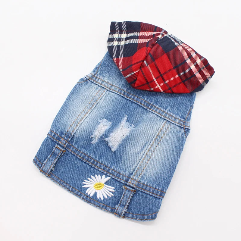 Sweet Summer Denim Dog Costume | Daisies or Plaid