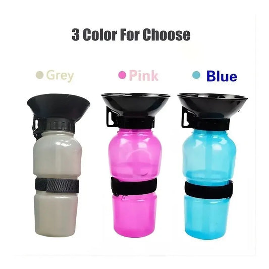 Squeeze and Fill Portable Dog Water Bottle | Pink Blue Grey