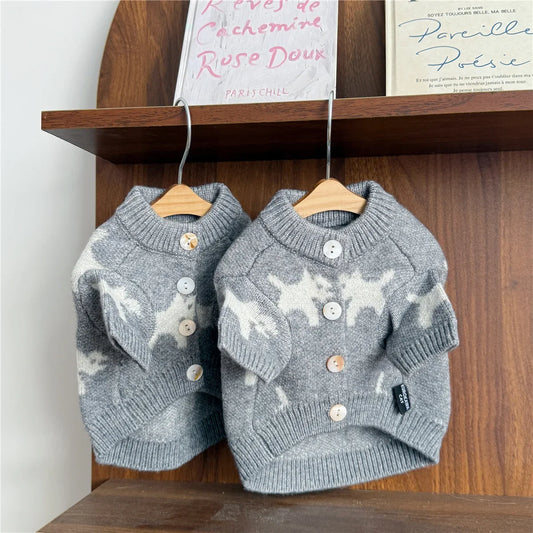 Cozy Winter Scottie Pattern Knot Dog Sweater