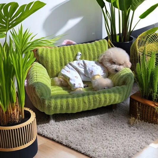 Puppy or Kitten Striped Loveseat Sofa Chair | Soft and Cozy Winter Pet Bed