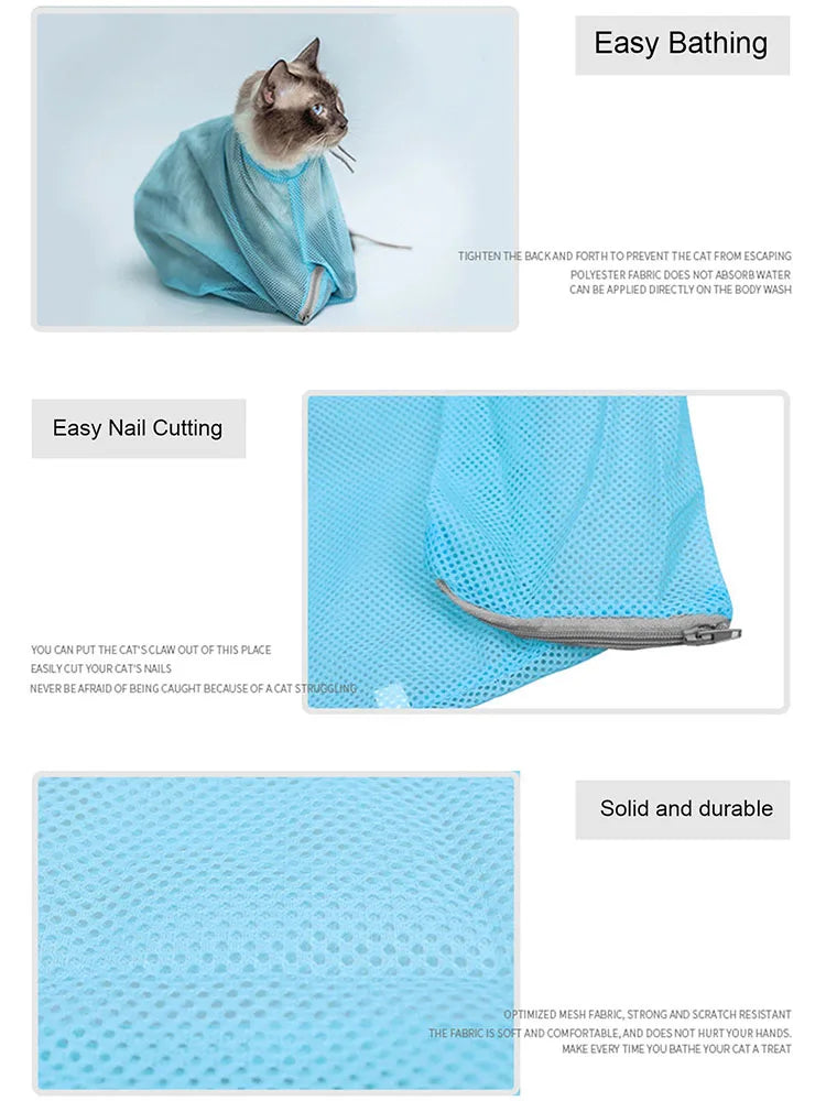 Breathable Mesh Cat Bathing and Grooming Bag