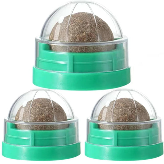 3Pcs Catnip Ball Rotatable | Lickable | Self-Adhensive