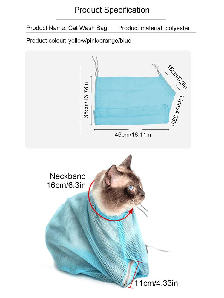 Breathable Mesh Cat Bathing and Grooming Bag