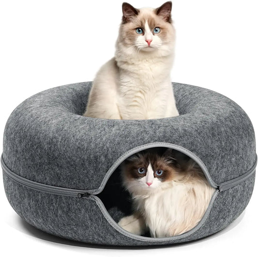Peekaboo Felt Cat Donut Tunnel