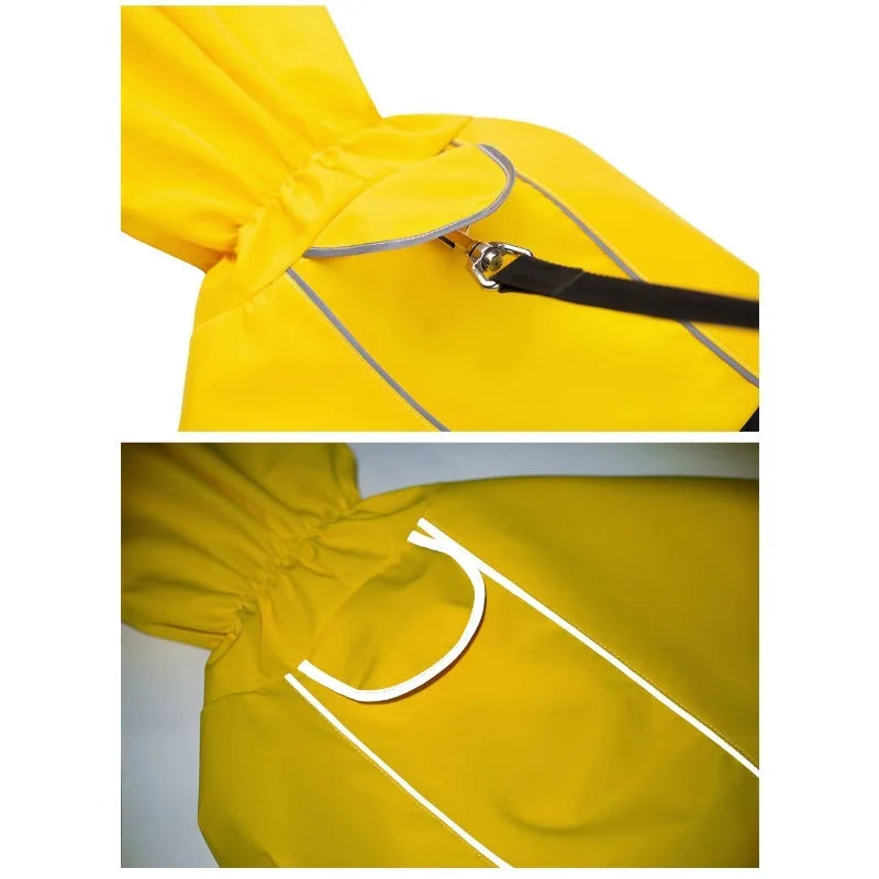Large Dog Waterproof Raincoat Poncho | Beige Yellow Black