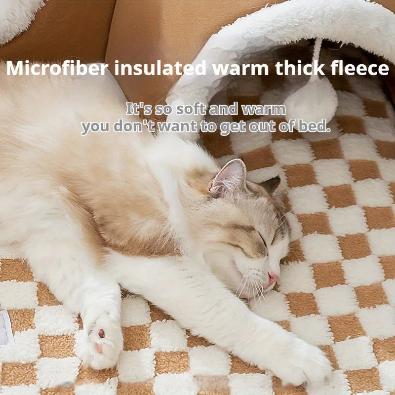 Fleece Warm Plush Cat Bed with Reindeer Appearance | Hide and Seek Cat Play Tunnel Play