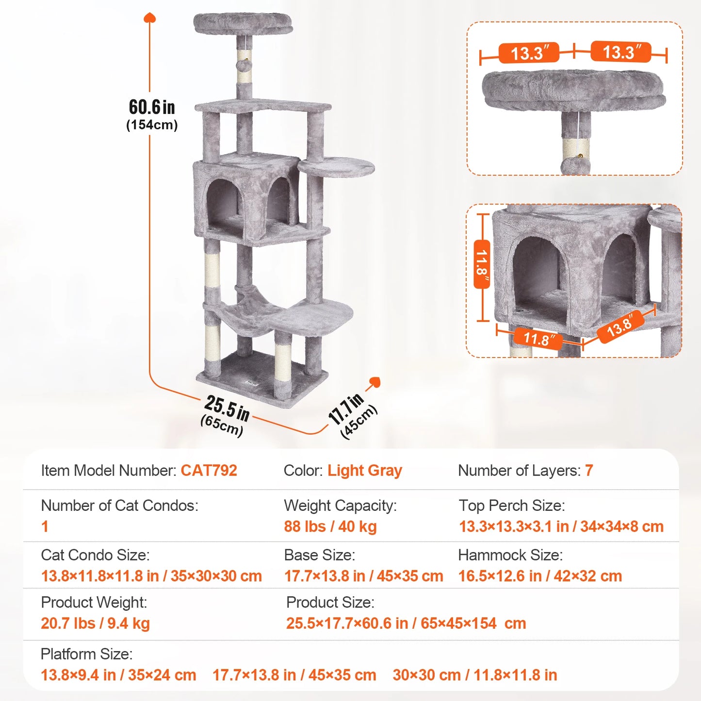 Cat Tree Towers | Cat Condo Sisal Scratching Post | Hammock | Multiple Options