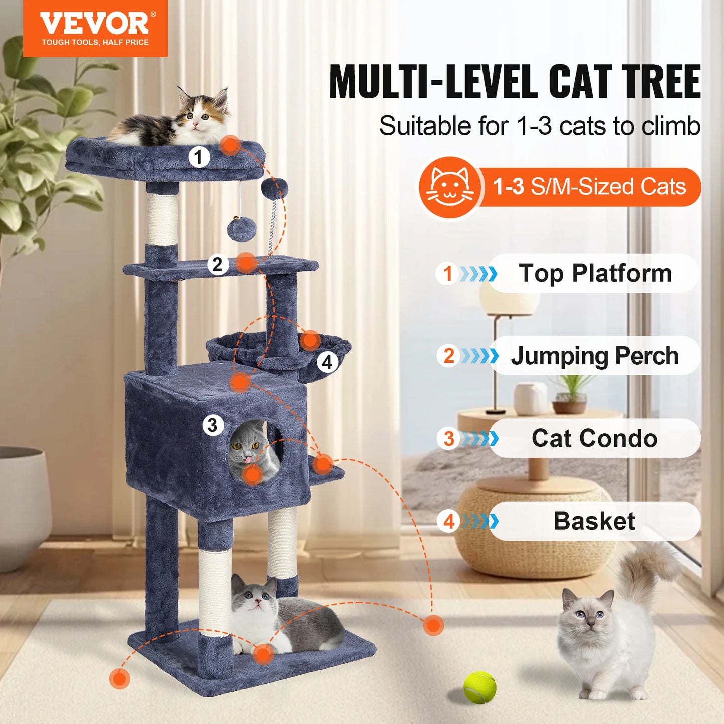 Cat Tree Towers | Cat Condo Sisal Scratching Post | Hammock | Multiple Options