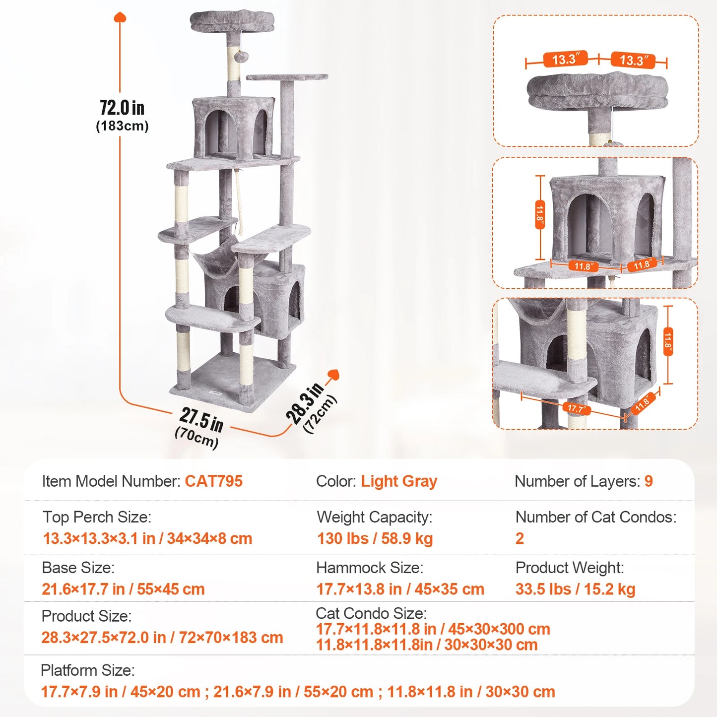 Cat Tree Towers | Cat Condo Sisal Scratching Post | Hammock | Multiple Options