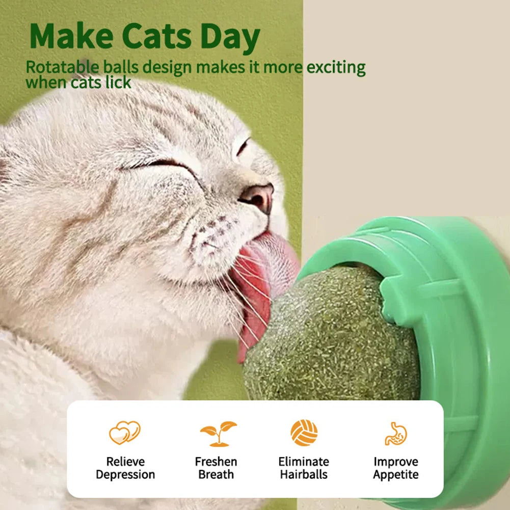 3Pcs Catnip Ball Rotatable | Lickable | Self-Adhensive