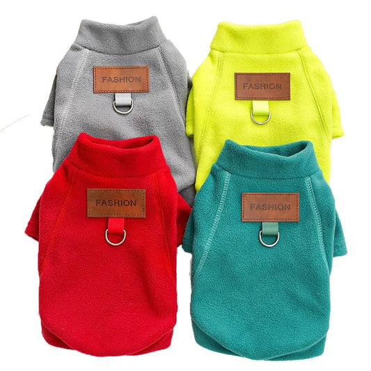 Warm Cozy Polar Fleece Dog or Cat Winter Coat | Red Grey Yellow Teal