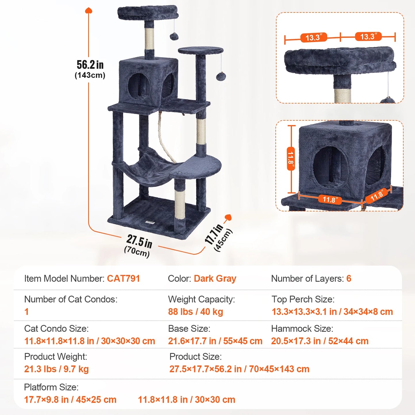 Cat Tree Towers | Cat Condo Sisal Scratching Post | Hammock | Multiple Options