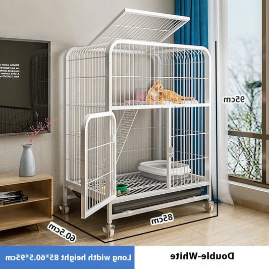 Double Decker Cat Villa on Wheels | Removable Washable Tray
