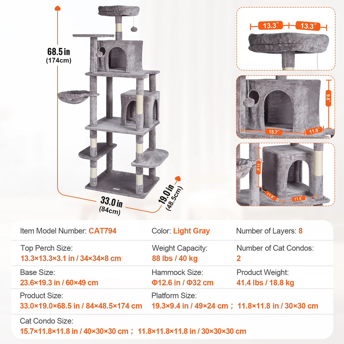 Cat Tree Towers | Cat Condo Sisal Scratching Post | Hammock | Multiple Options