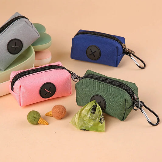 Canvas Dog Poop Bag Holder | Outdoor Pet Waste Bag with Carabiner Clip (Bags not Included)