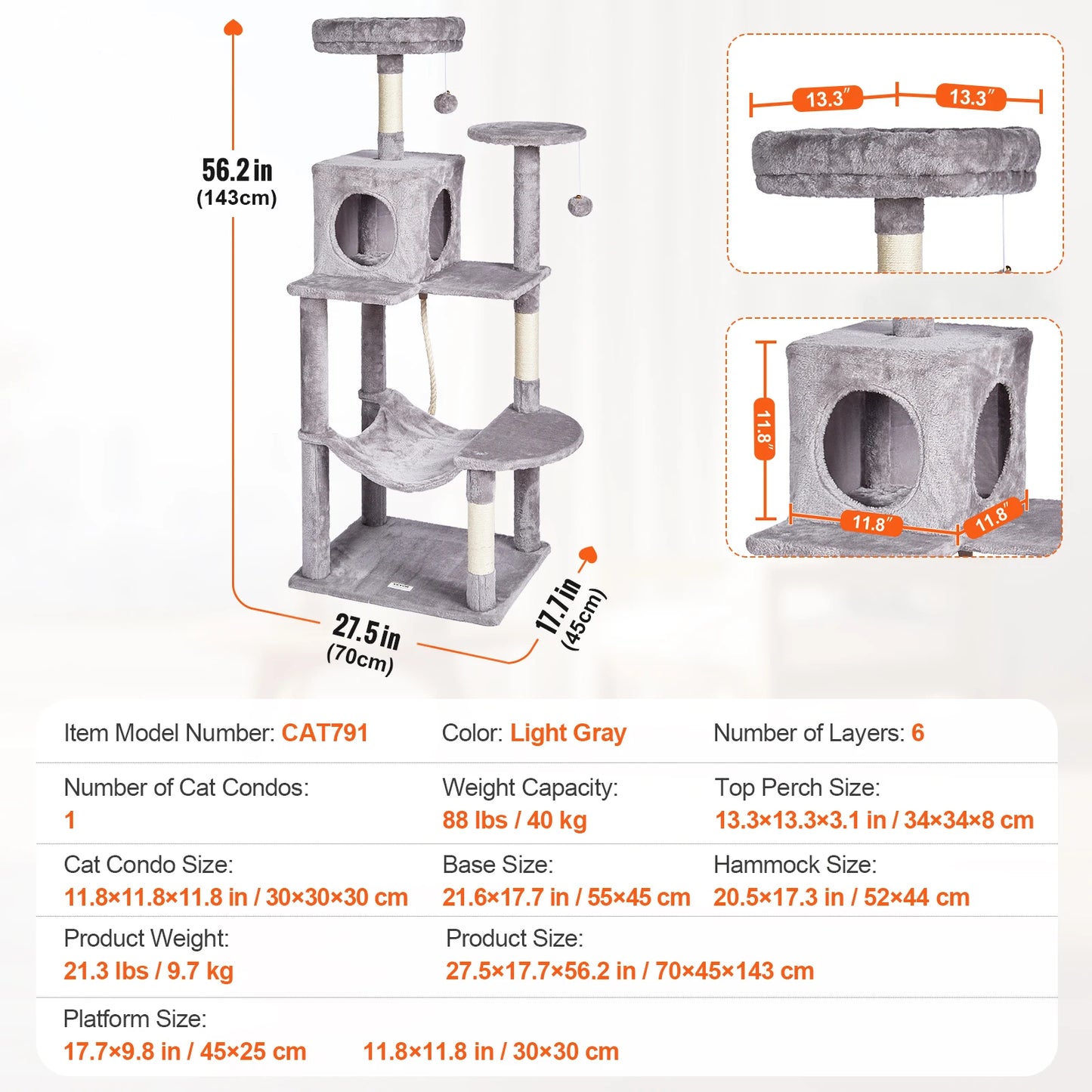 Cat Tree Towers | Cat Condo Sisal Scratching Post | Hammock | Multiple Options