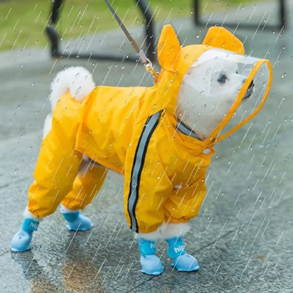 Cute Dog Raincoat Waterproof Costume | Yellow Bear or Honey Bee