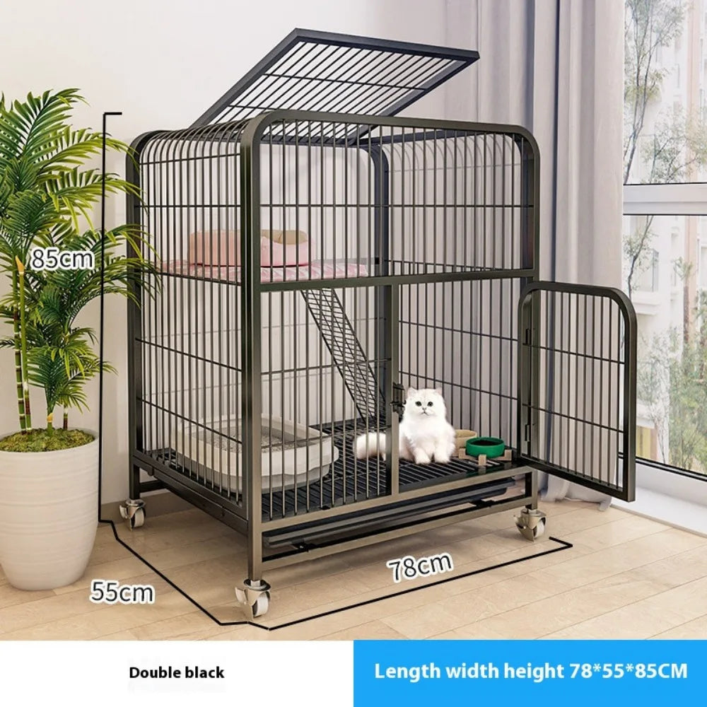 Double Decker Cat Villa on Wheels | Removable Washable Tray