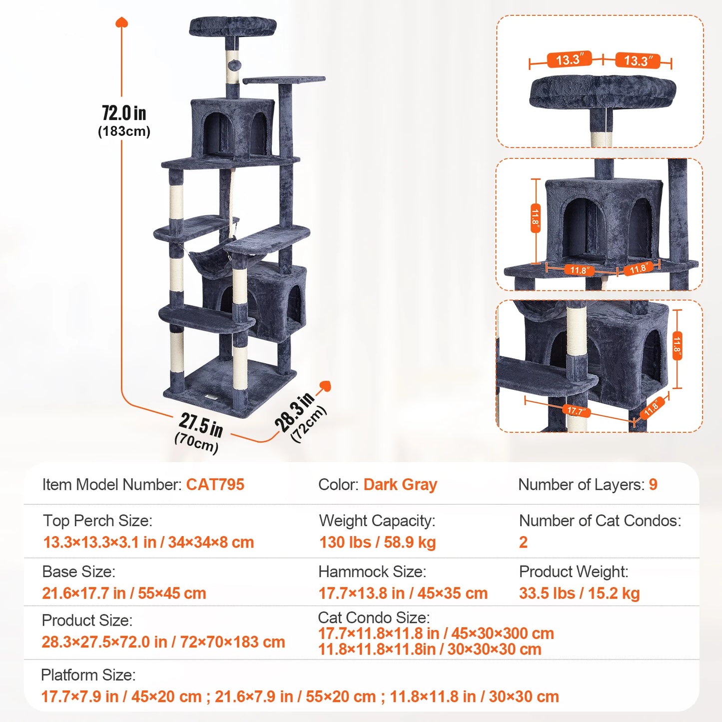 Cat Tree Towers | Cat Condo Sisal Scratching Post | Hammock | Multiple Options