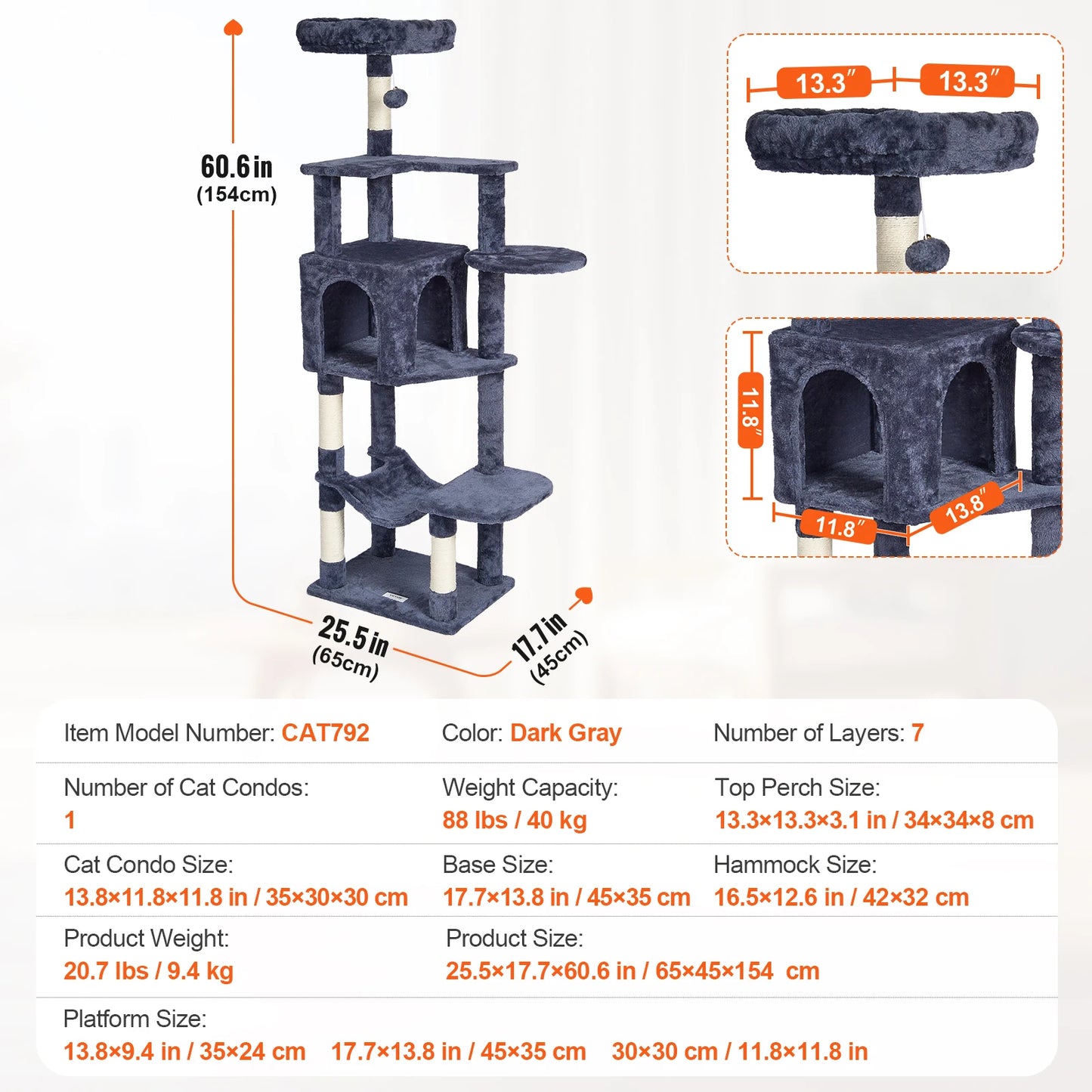 Cat Tree Towers | Cat Condo Sisal Scratching Post | Hammock | Multiple Options