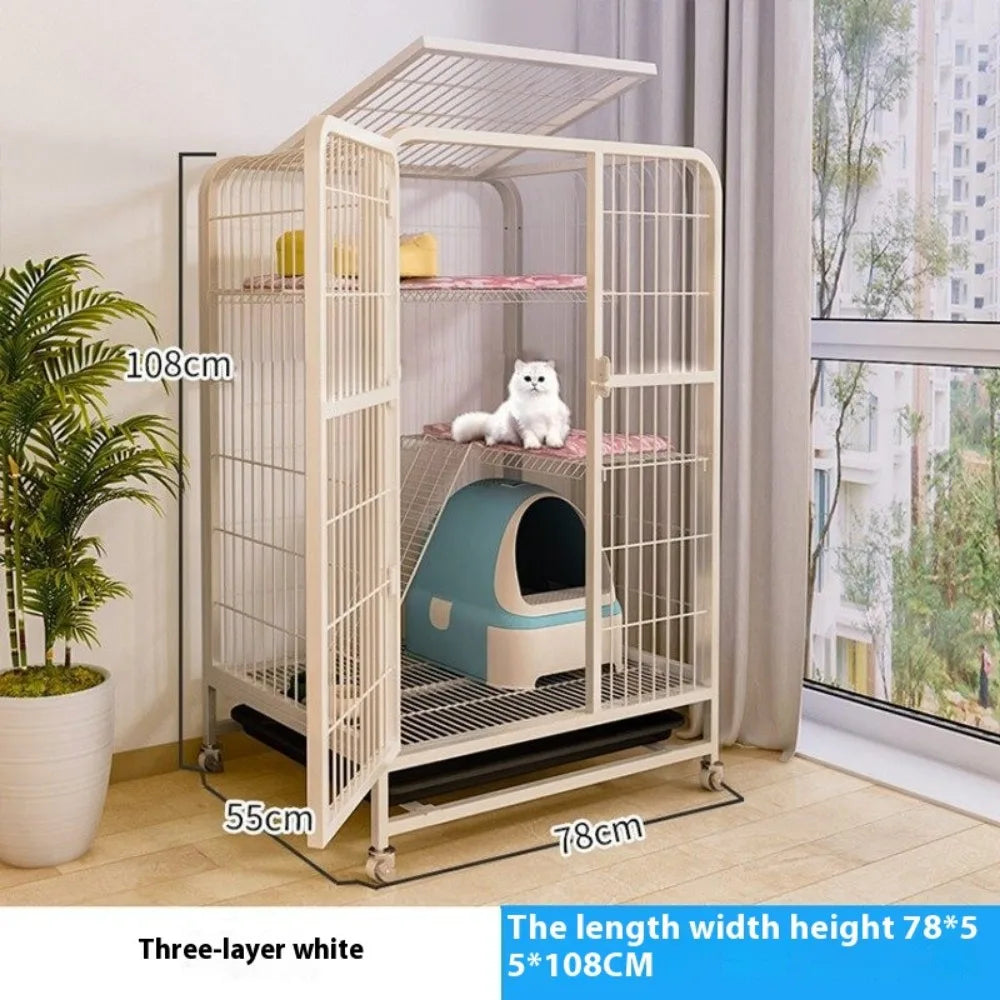 Double Decker Cat Villa on Wheels | Removable Washable Tray
