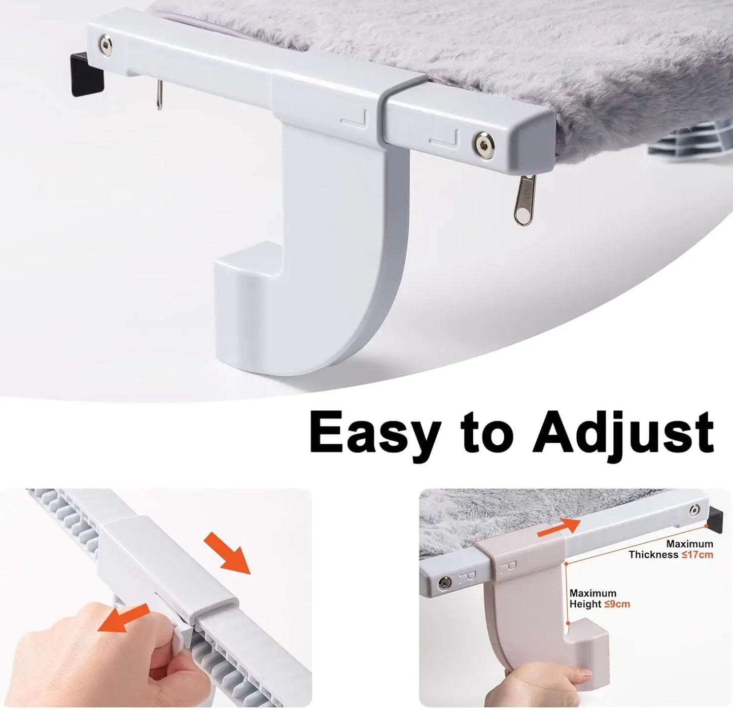 Large Adjustable Cat Window Bed with 2-sided Cushion