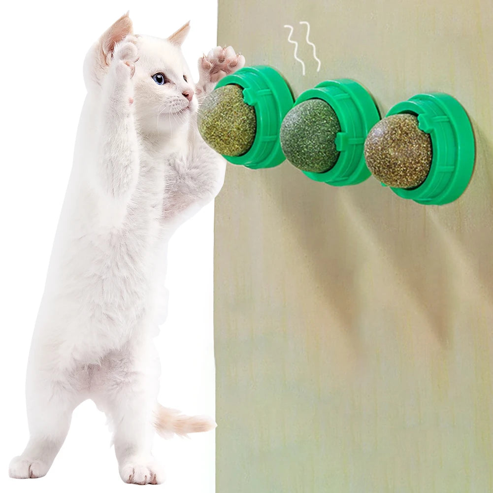 3Pcs Catnip Ball Rotatable | Lickable | Self-Adhensive