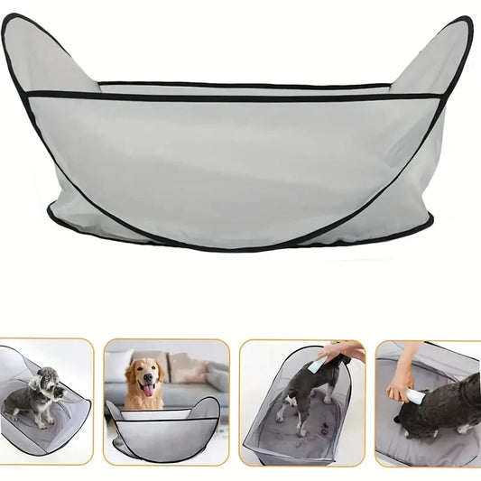 Dog and Cat Easy Hair Catcher Tent | Waterproof Adjustable Breathable Mesh for Shaving/Brushing