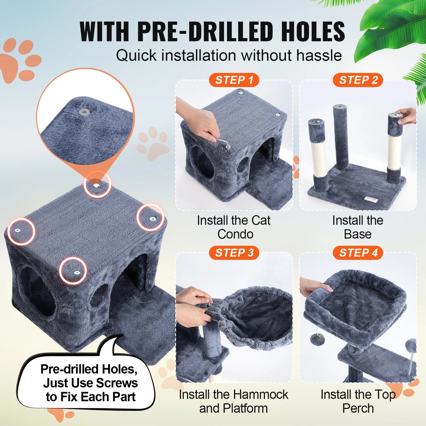 Cat Tree Towers | Cat Condo Sisal Scratching Post | Hammock | Multiple Options