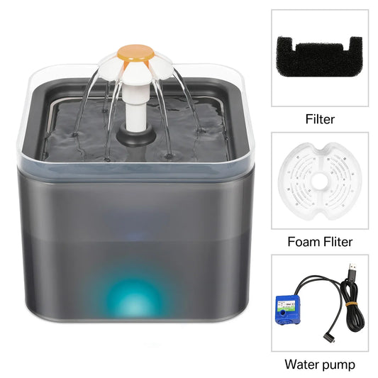 Pet Water Fountain 67oz/2L with LED Light | Blue or Grey