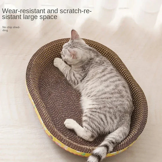 Oval Corrugated Cardboard Cat Scratching Board | Bed