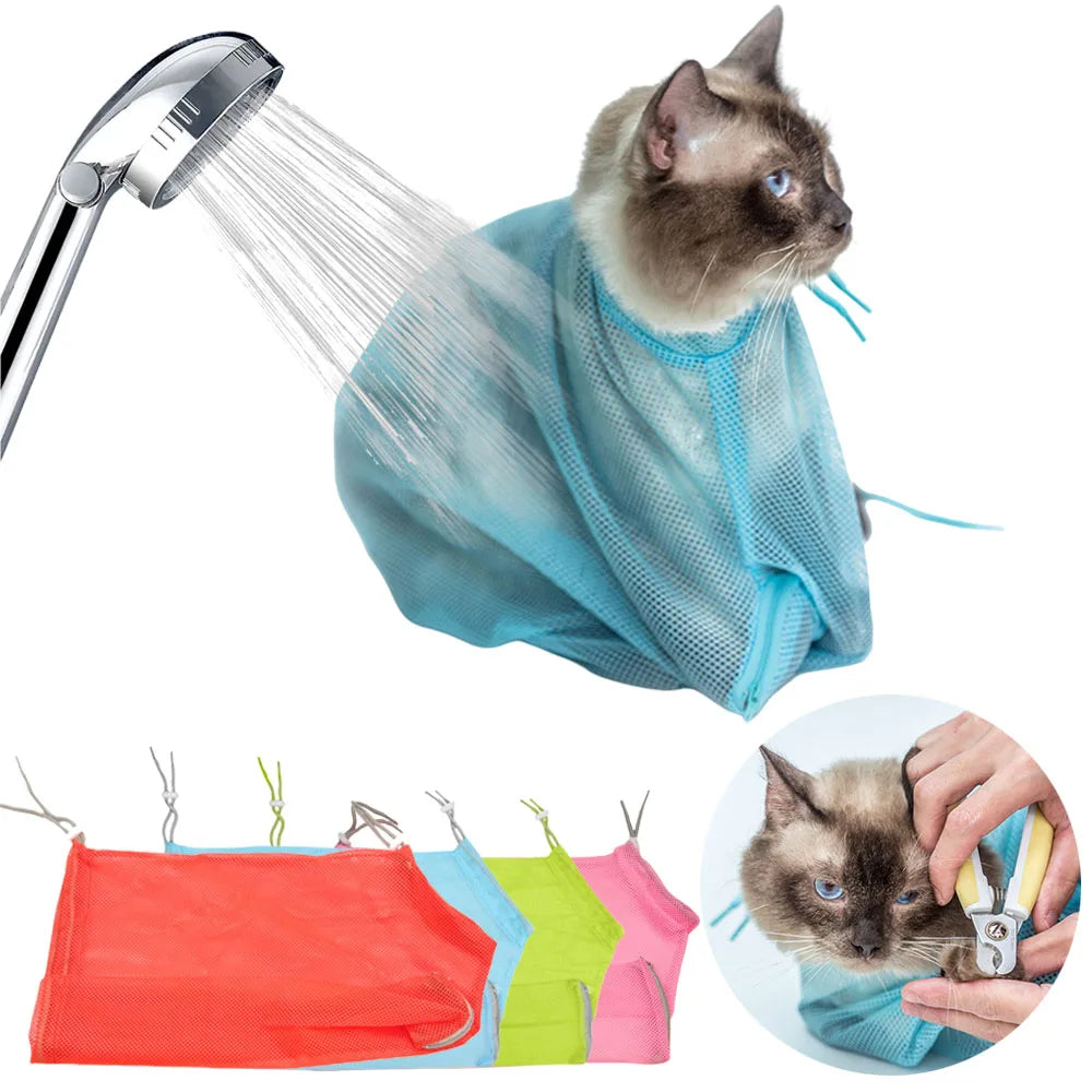 Breathable Mesh Cat Bathing and Grooming Bag