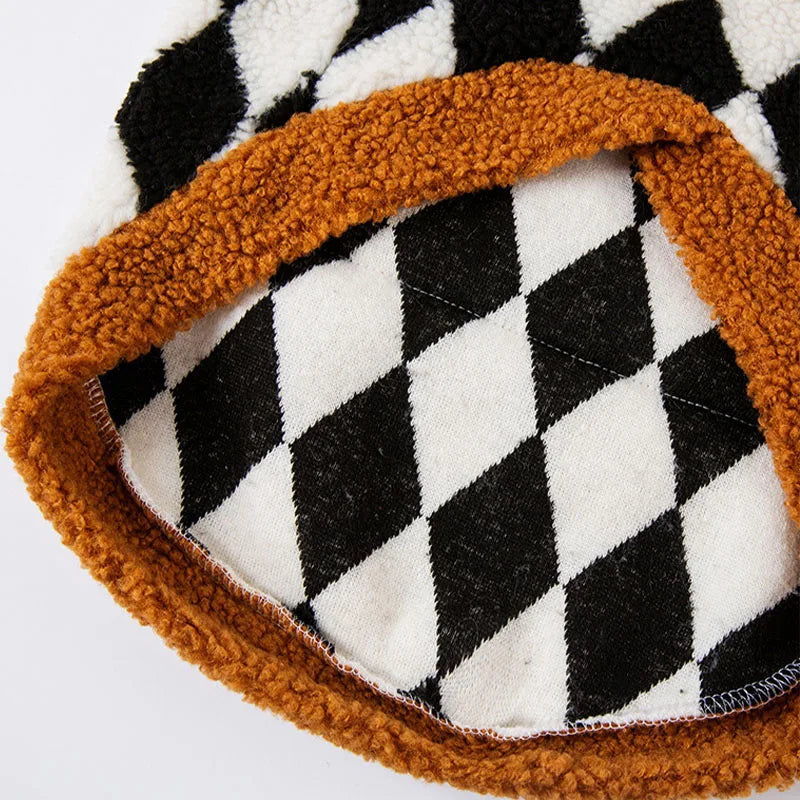 Prepster Classic Large Dog Sweater for Winter | Yellow Daisy or Checkerboard