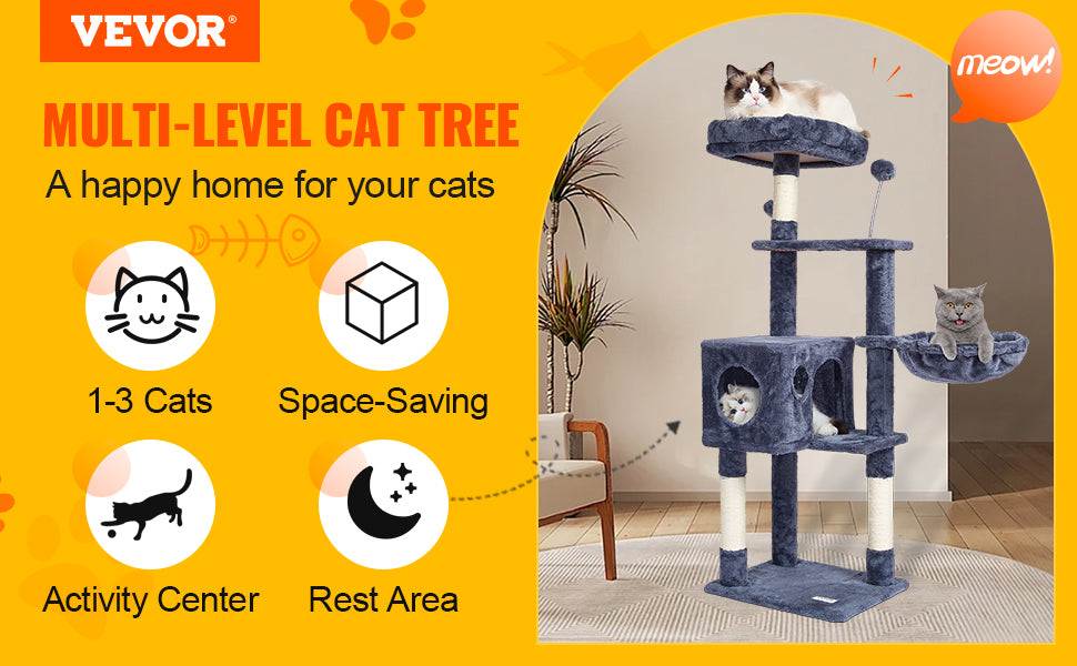 Cat Tree Towers | Cat Condo Sisal Scratching Post | Hammock | Multiple Options