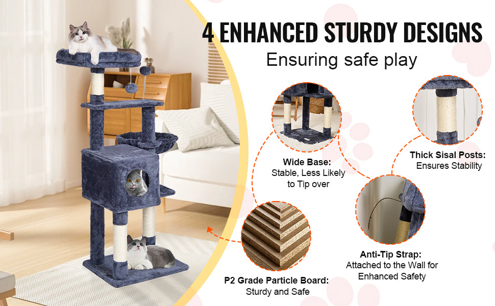 Cat Tree Towers | Cat Condo Sisal Scratching Post | Hammock | Multiple Options